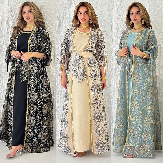 HA6653 Embroidered Robe Two-piece Set, Elegant and Lightweight Design.