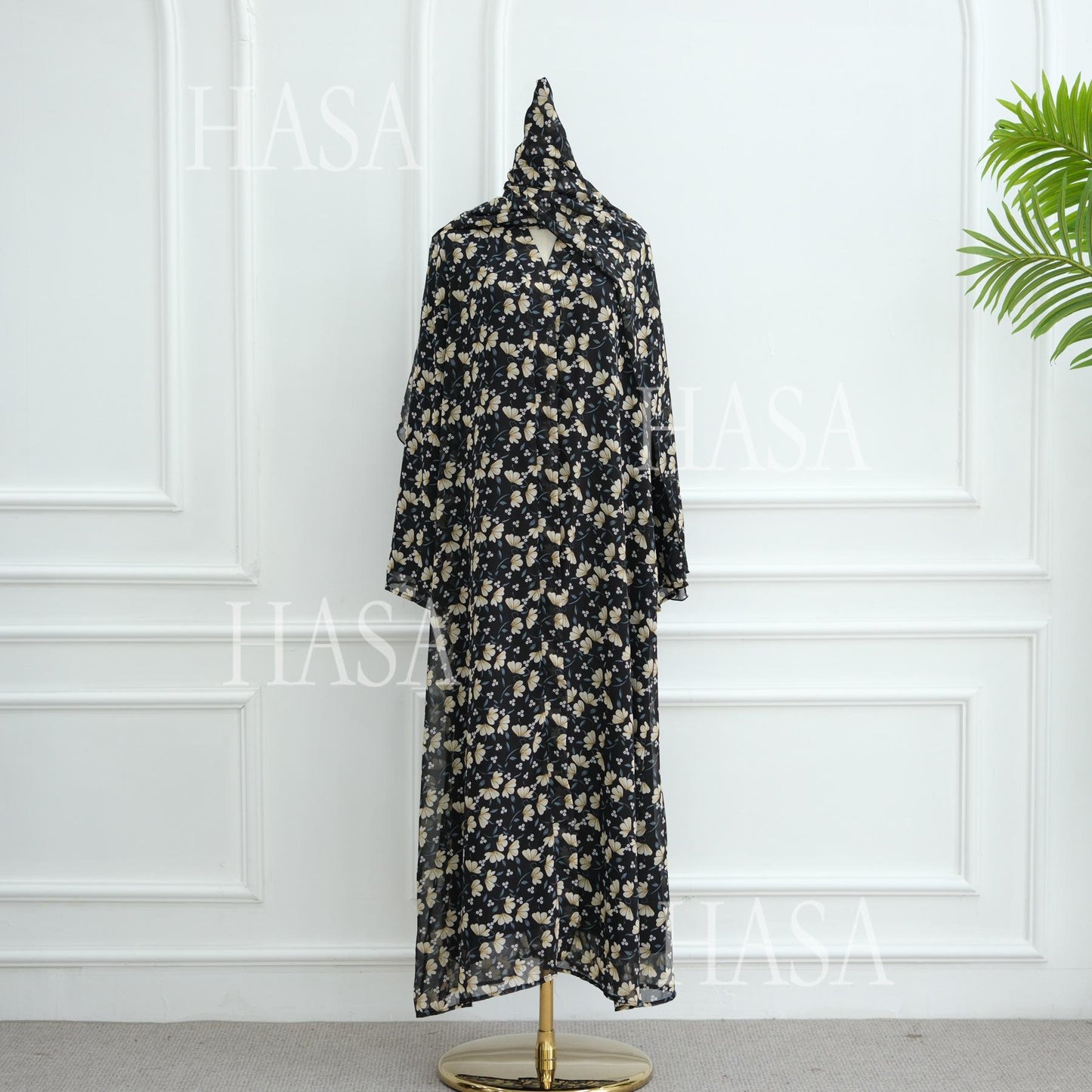 HA6515 Summer Printed Chiffon Jacket and Headscarf Two-Piece Set