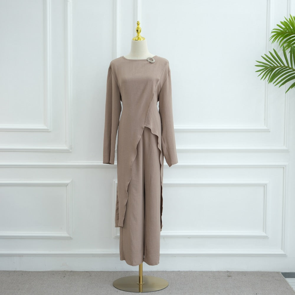 HA6605 Stylish asymmetrical two-piece set (with optional headscarf)