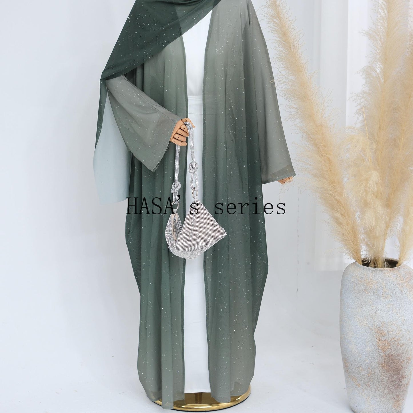 HS4839 Gradient Sequined Long Cardigan