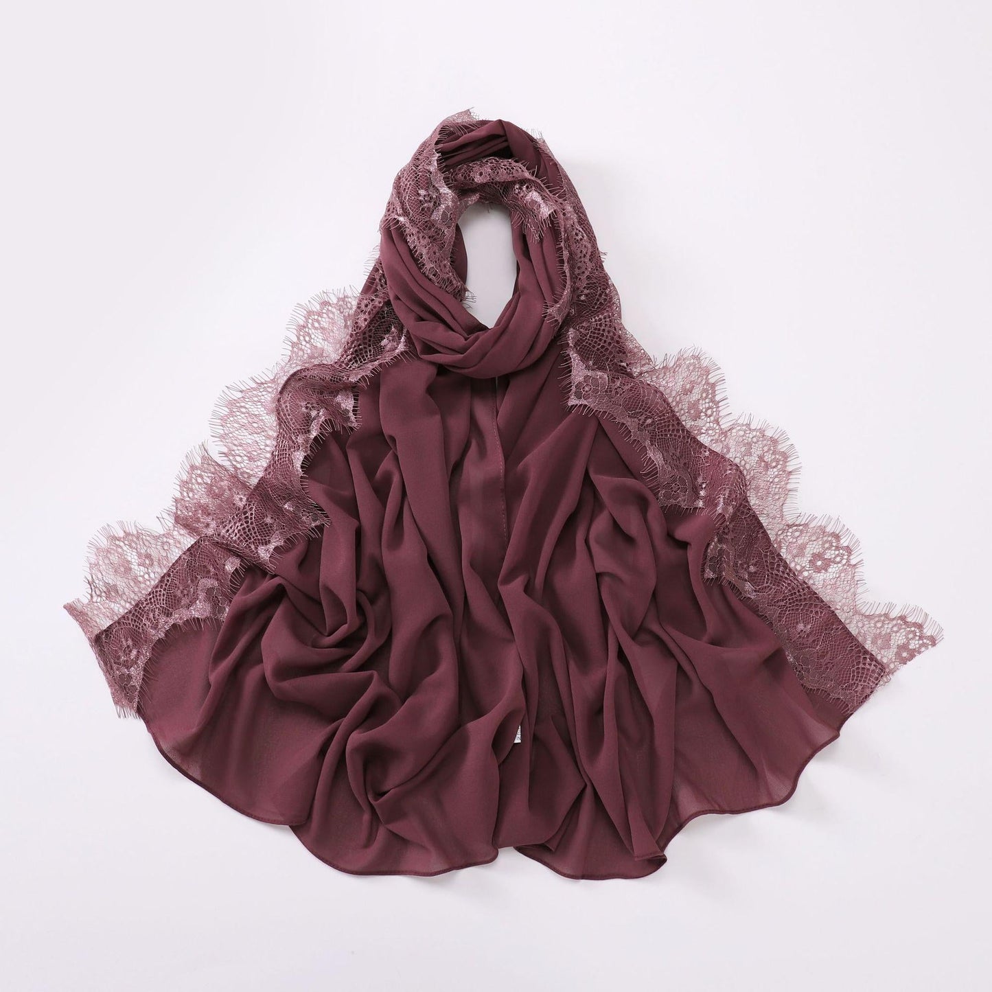 HAYA HA1119 Chiffon Lace Edge Headband Hijab