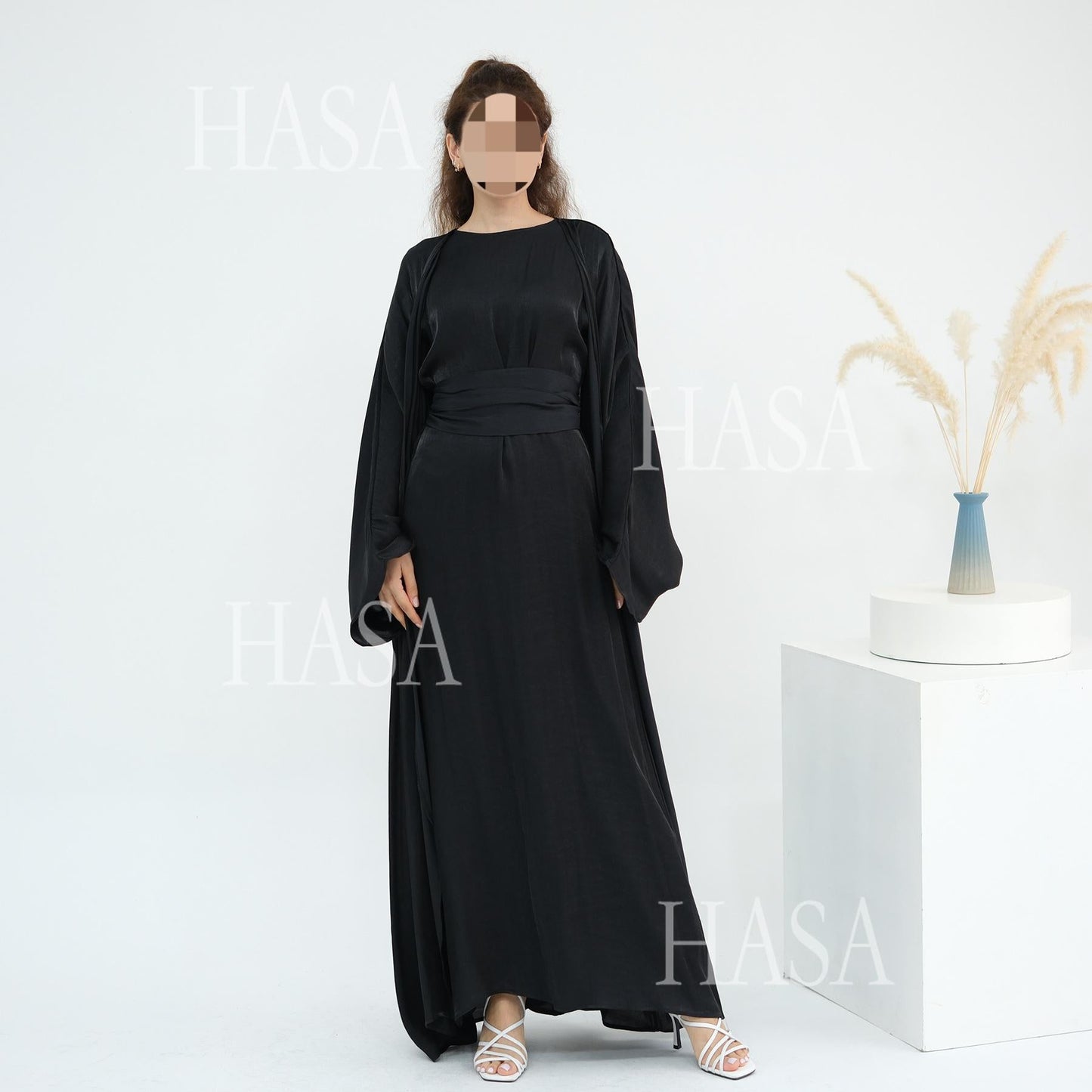 HA6530 Solid color simple two-piece long skirt suit