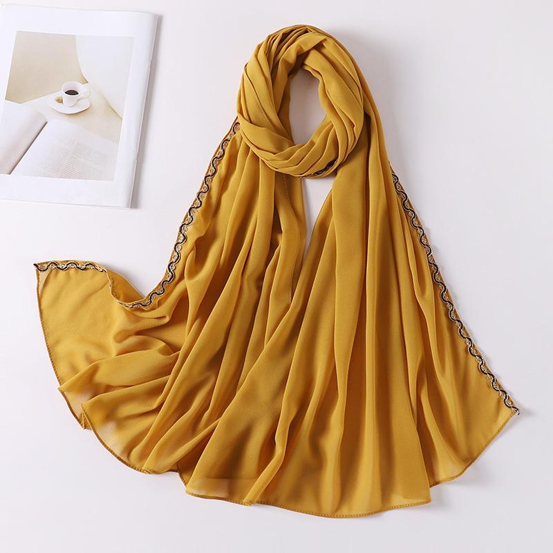 HAYA HA1131 Pearl Chiffon Lace Chain Headband