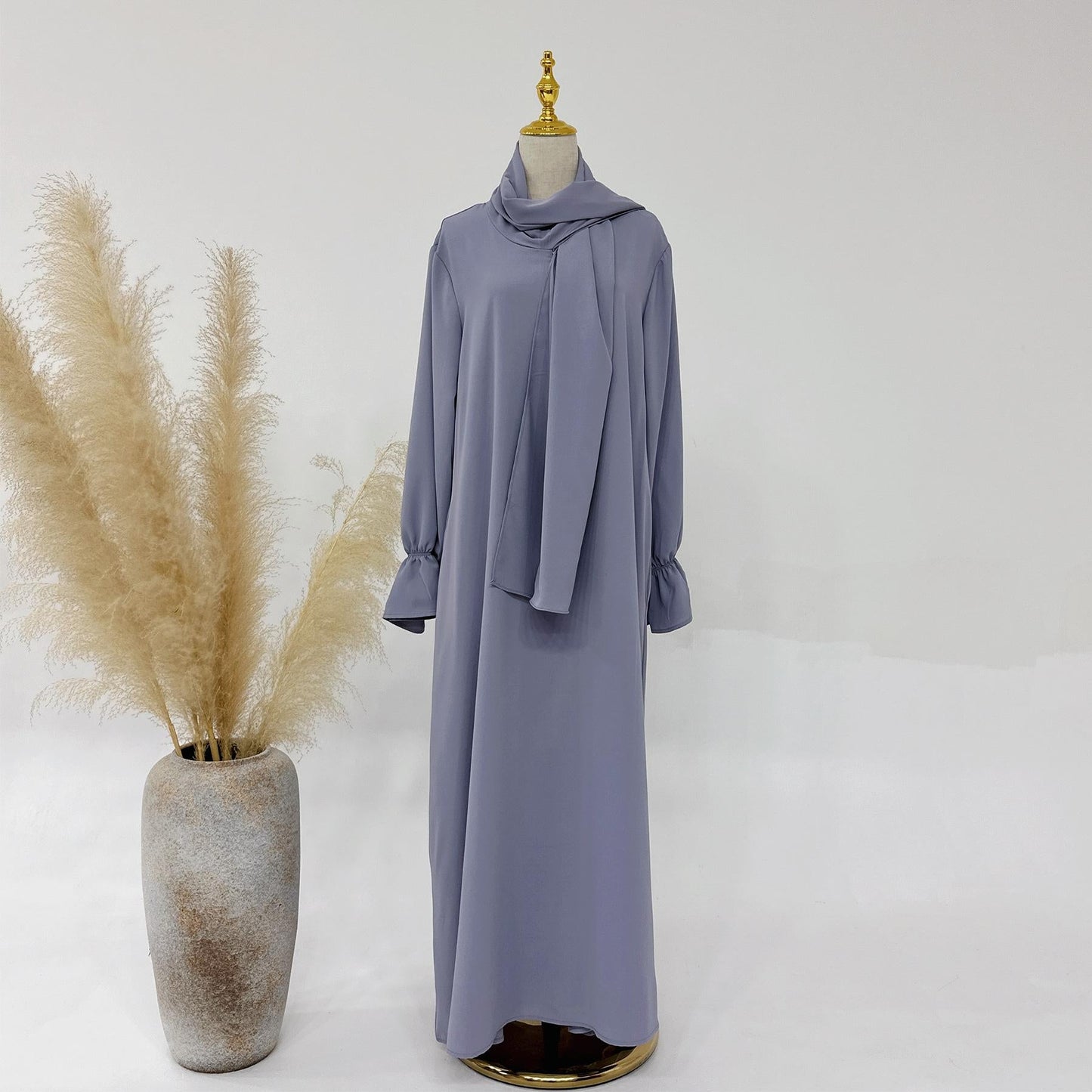 HAYA HA1173 Solid Color Hooded Abaya with Side Pocket