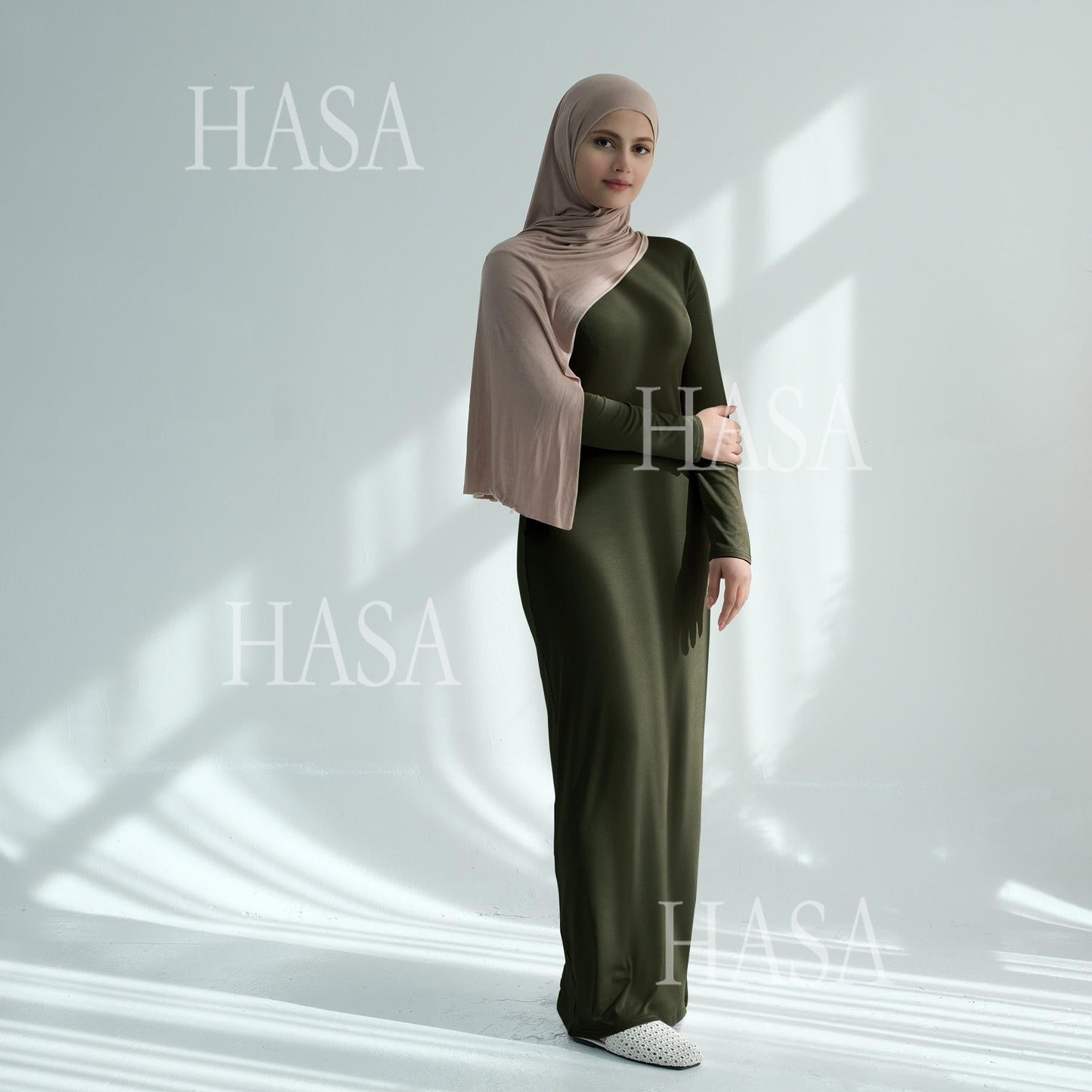 HA6565 Basic Solid Color Modal Cotton Long Dress