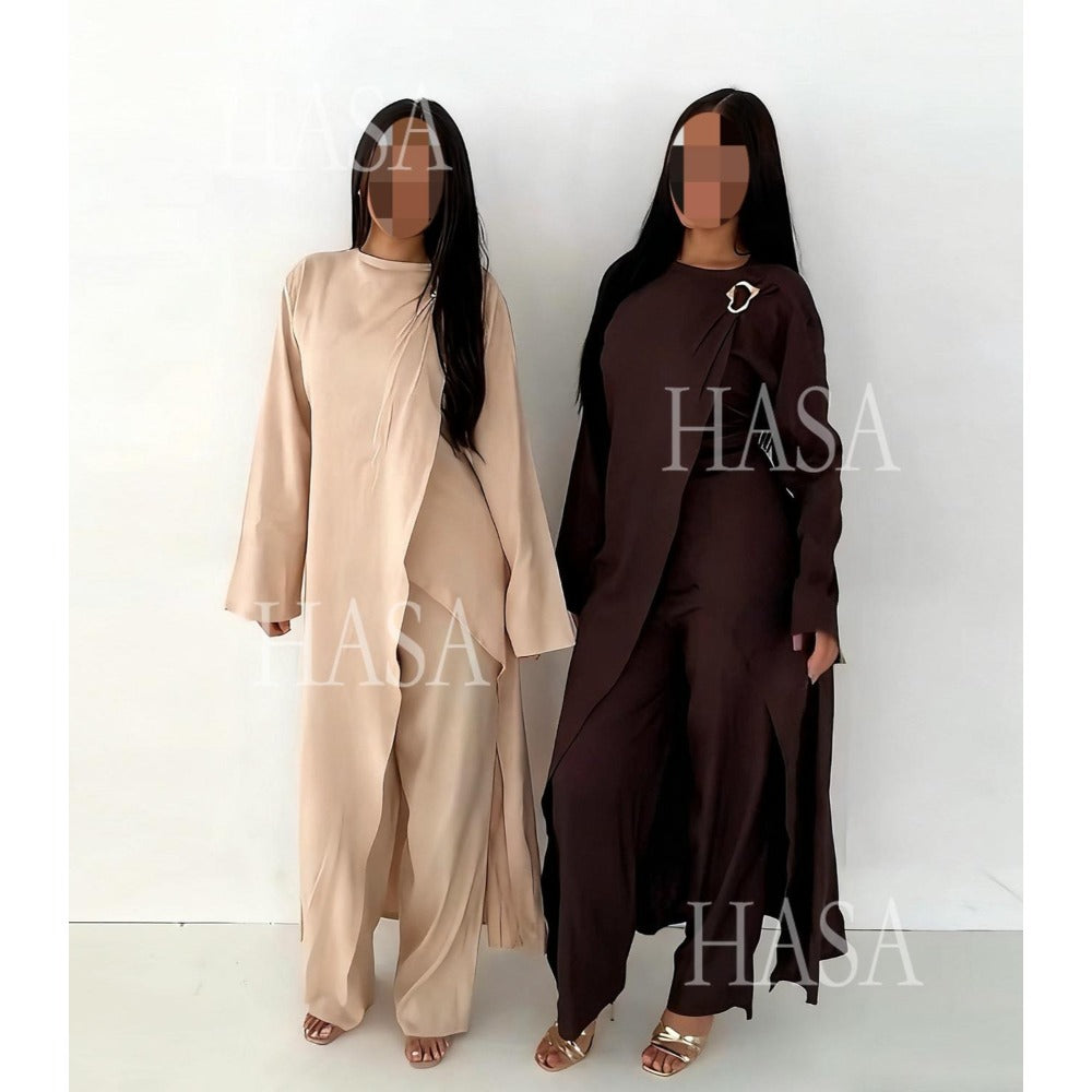 HA6605 Stylish asymmetrical two-piece set (with optional headscarf)