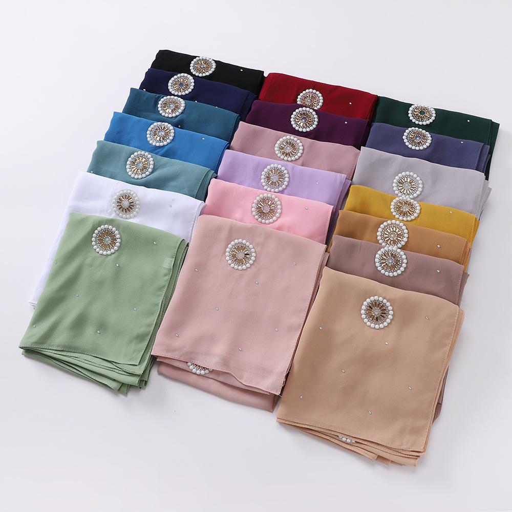 HAYA HA1126 Pearl Chiffon Baotou Scarf