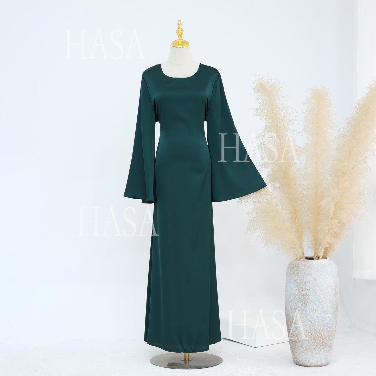 HA5870 Elegant drape two-piece robe dress-Light luxury street style abaya girl