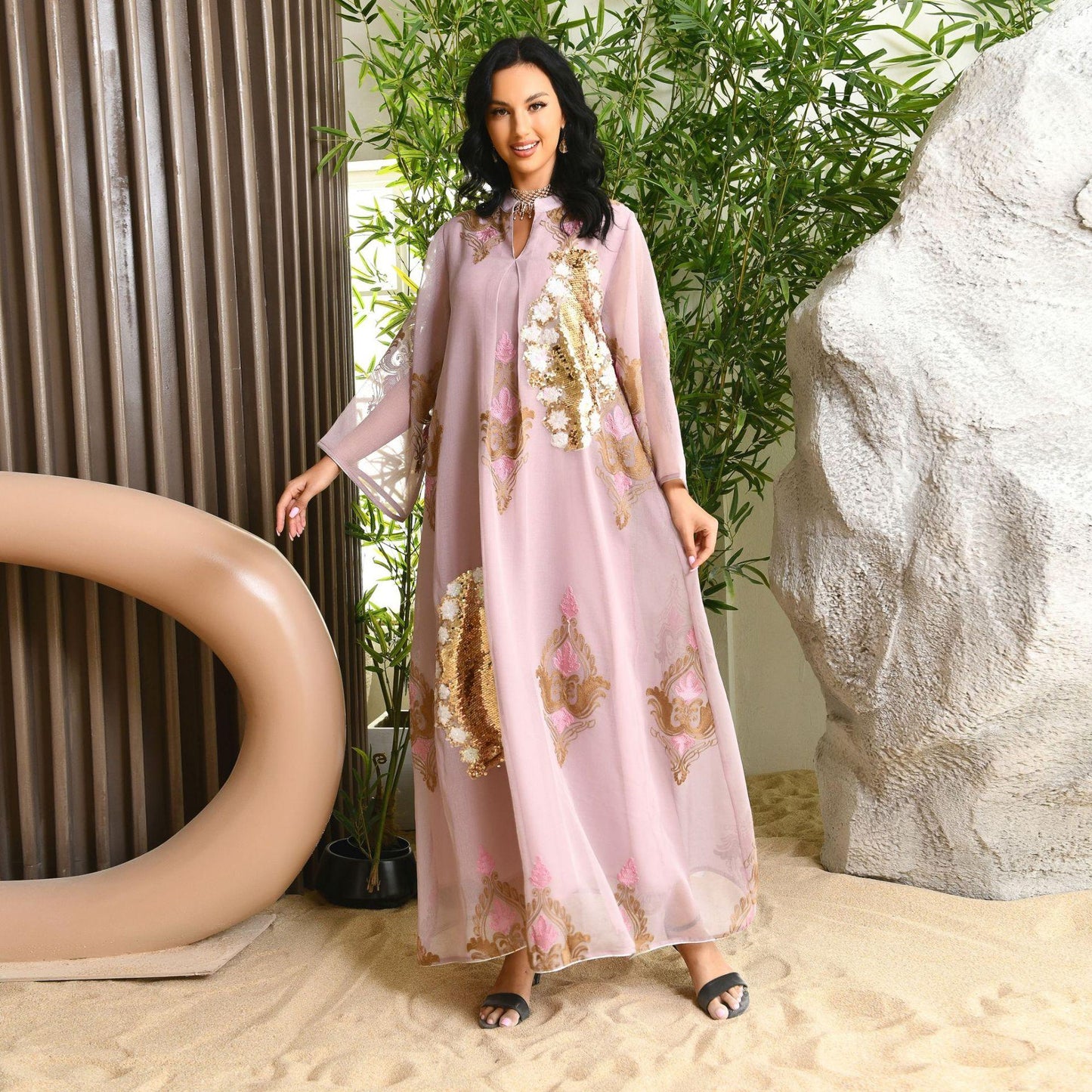 HAYA HAYA0443 Muslim Embroidered Dress