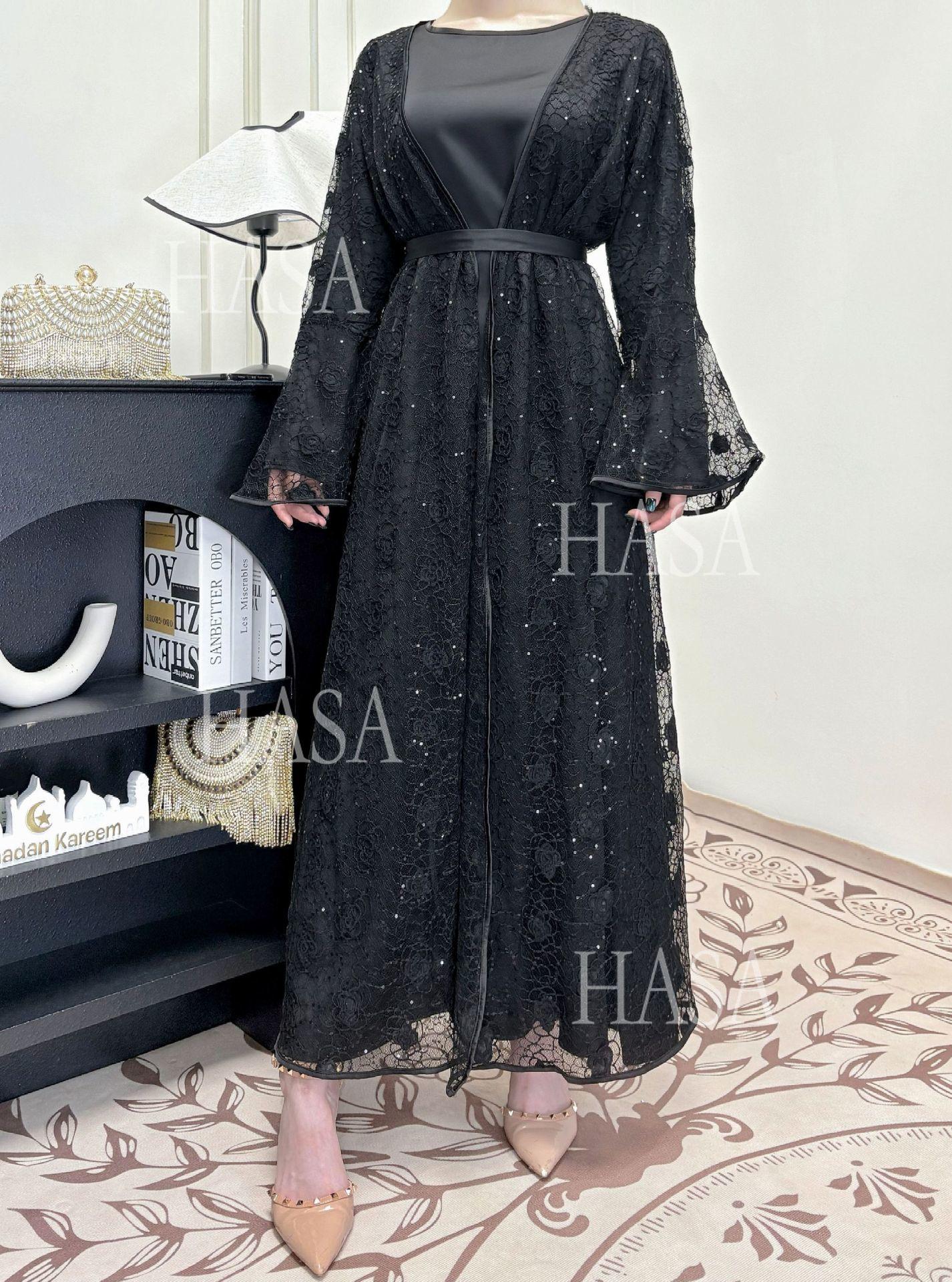 HA6482 Soft Lace Maxi Dress Set, Simple Loose Design