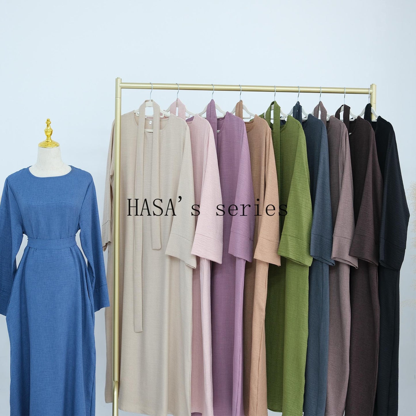HS4848 A simple, waist-cinching spring/summer dress with a relaxed, long design.