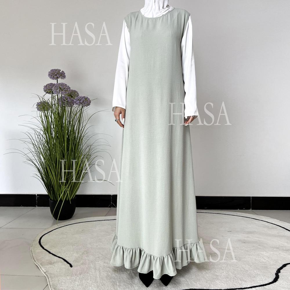 HA5860 Fashionable Imitation Linen Solid Color Robe, Breathable and Comfortable Leading The Trend abaya girl