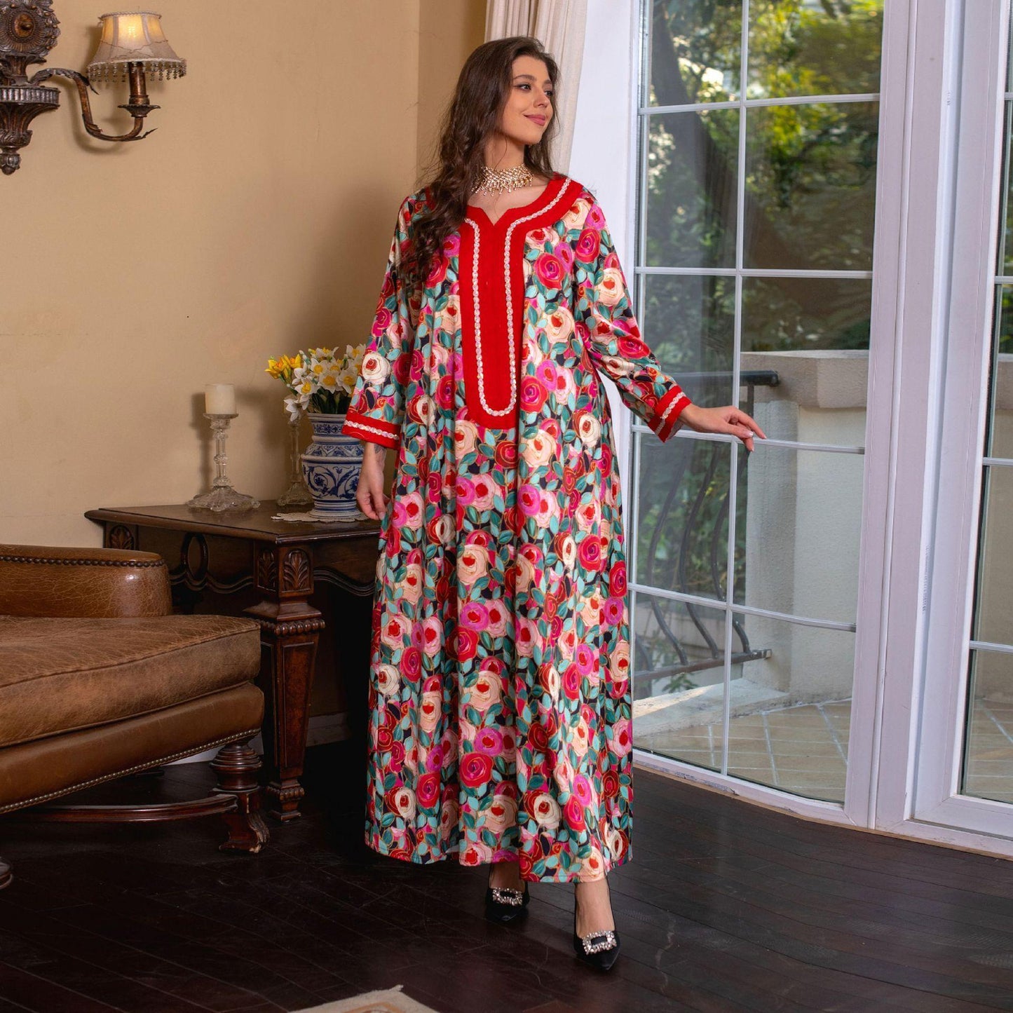 HAYA HAYA1073 Fashionable Embroidered Dress