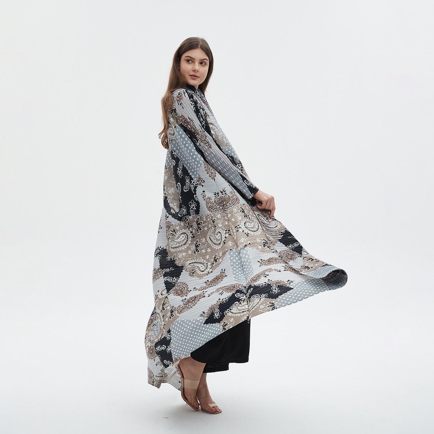 HS6713 Ethereal Blue , Elevated Abaya Style with Paisley Prints