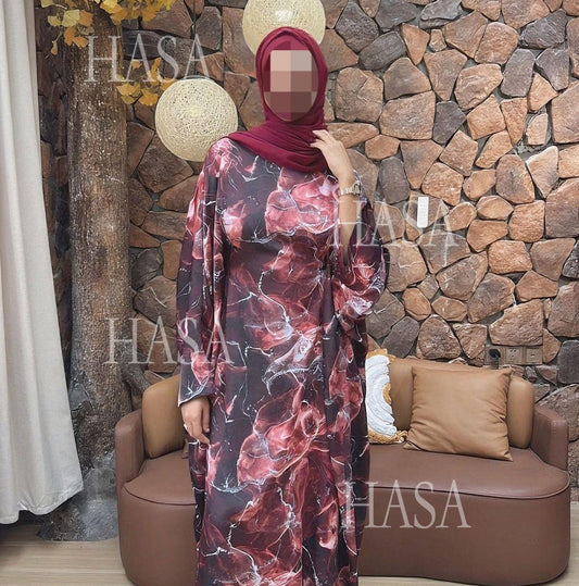 HA6621  Printed Long-sleeved Dress (with Optional Headscarf)