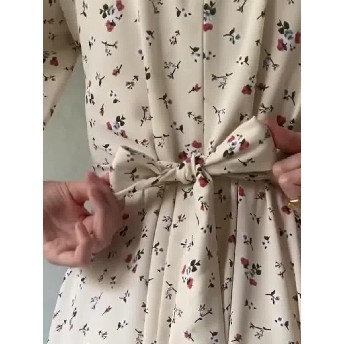 HAYA HAYA1027 Lace Up Floral Dress Long Skirt