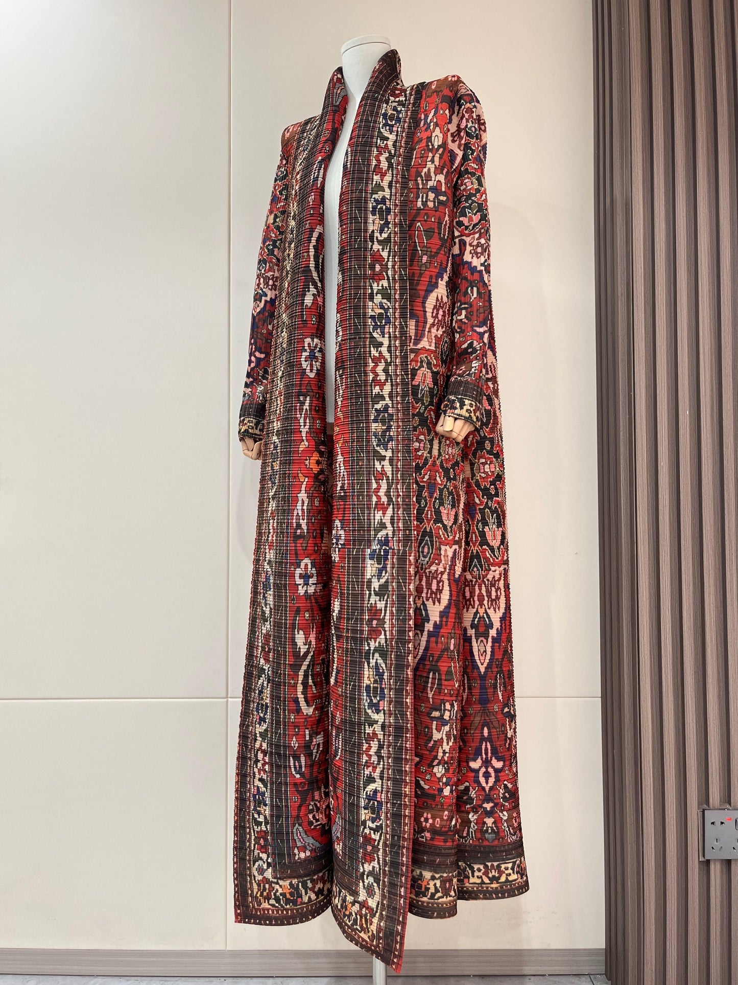 HS6706 Bohemian Elegance , Vibrant Red Printed Abaya