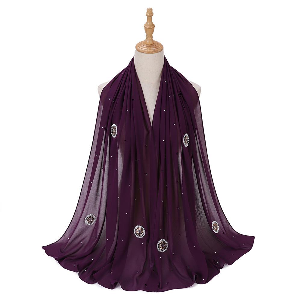 HAYA HA1126 Pearl Chiffon Baotou Scarf