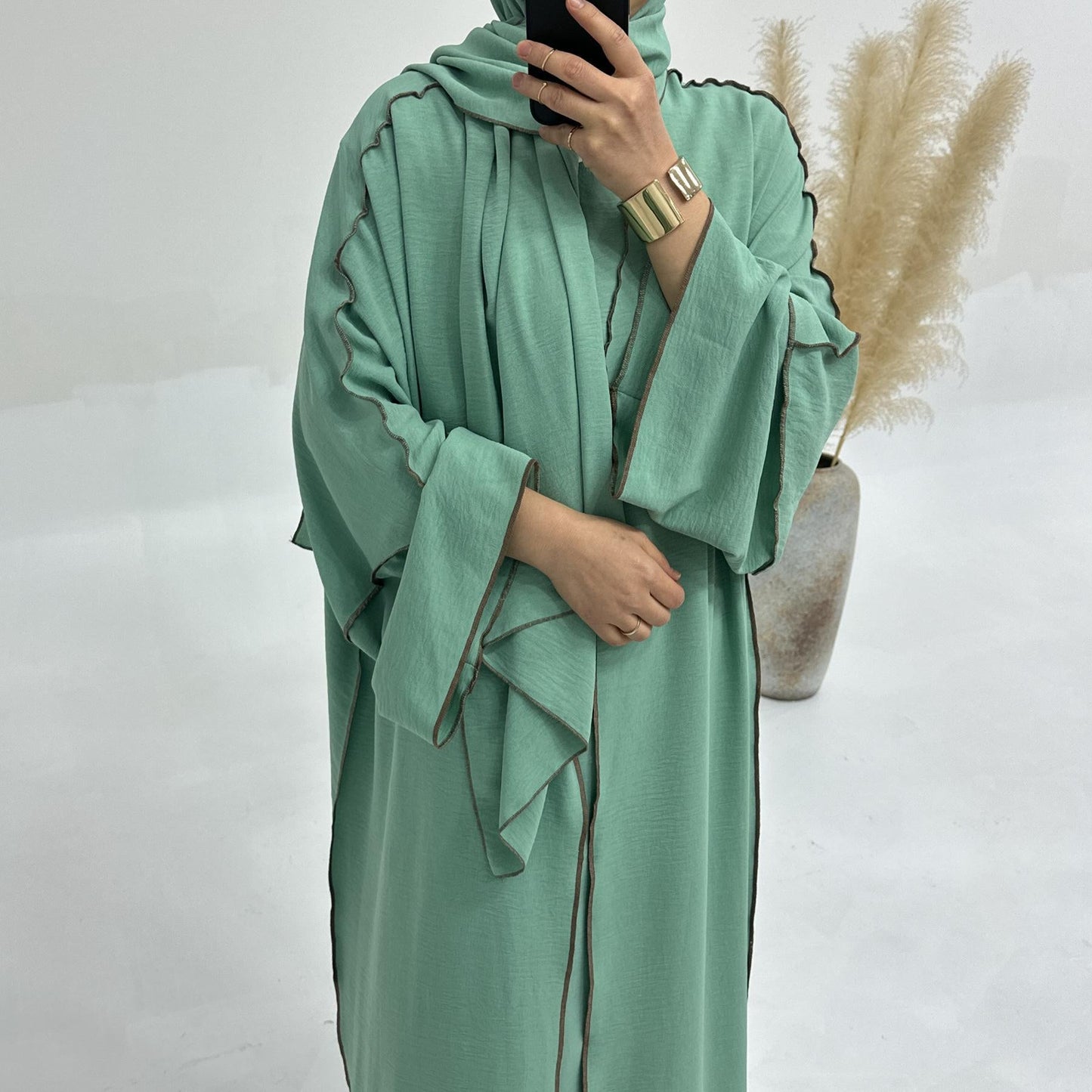 HAYA HA1182 3pcs Set Crepe Inner Dress and Cardigan and Hijab