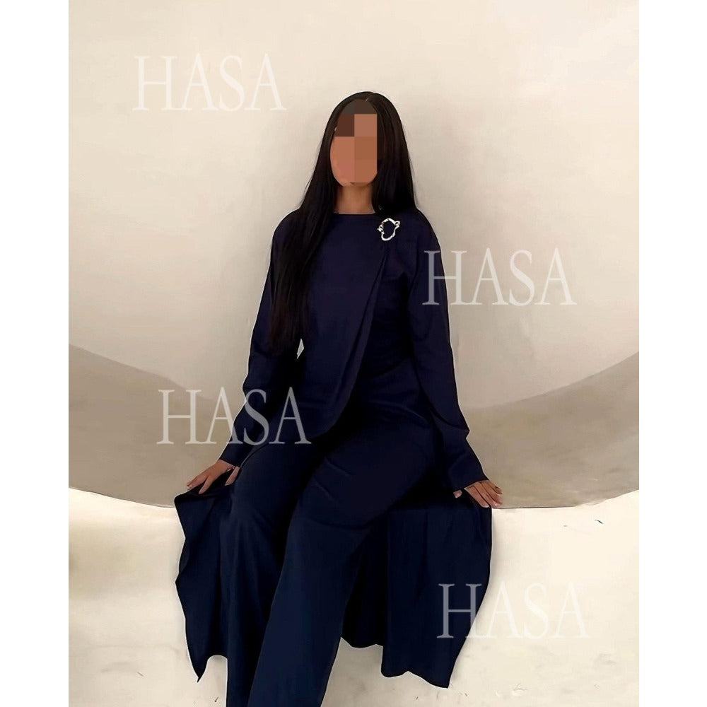HA6605 Stylish asymmetrical two-piece set (with optional headscarf)