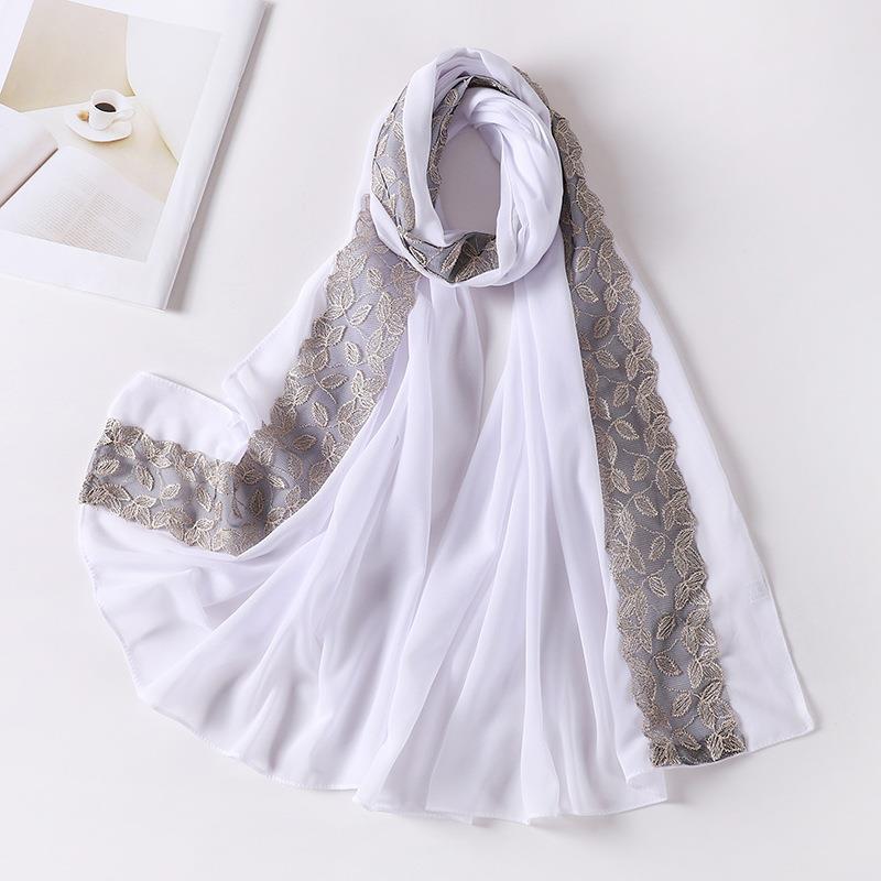 HAYA HA1130 Pearl Chiffon Lace Headscarf