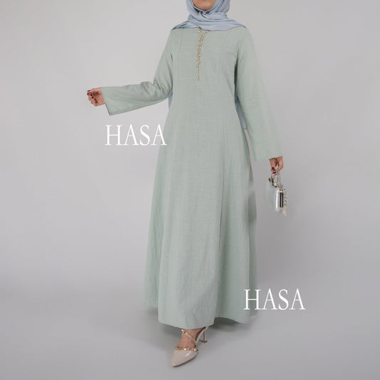 HASA HA5866 Elegant Long Skirt with Tie Waist and Wide Swing Design