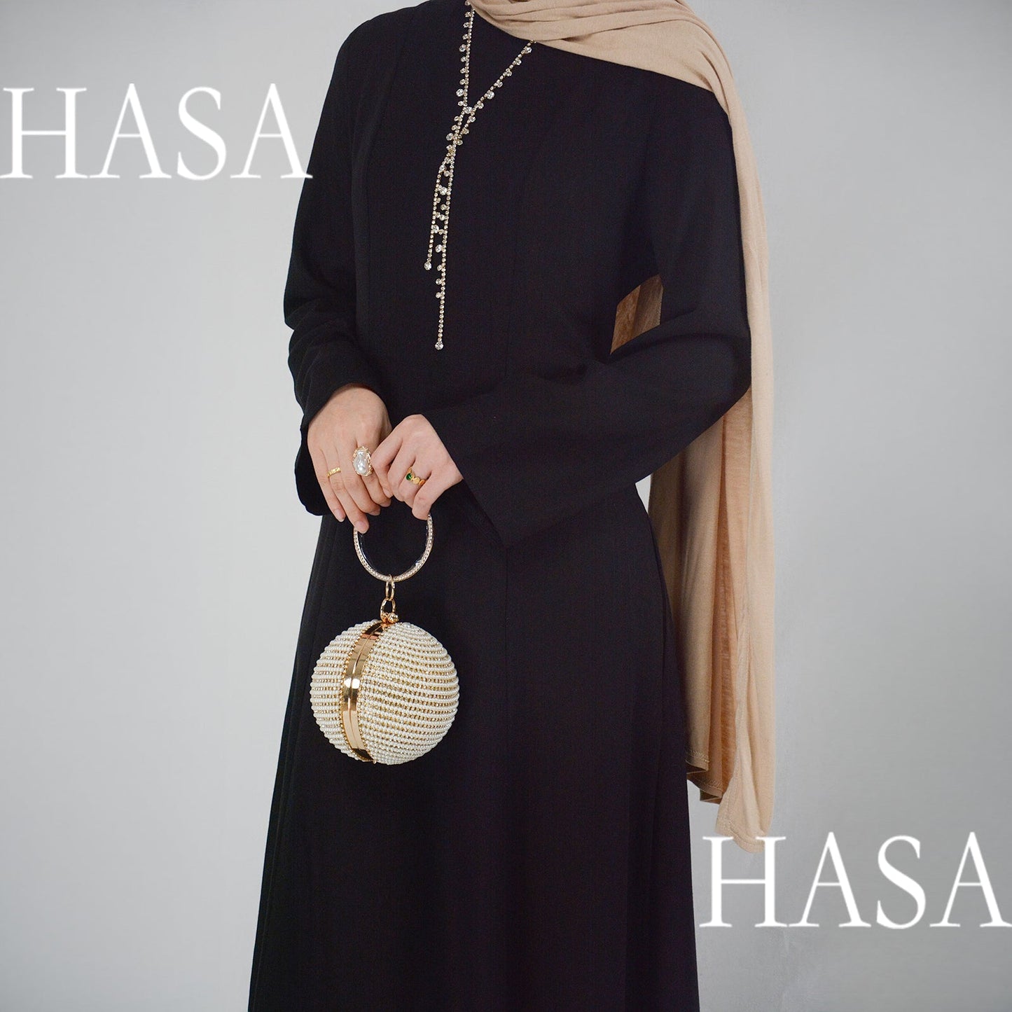 HASA HA5866 Elegant Long Skirt with Tie Waist and Wide Swing Design