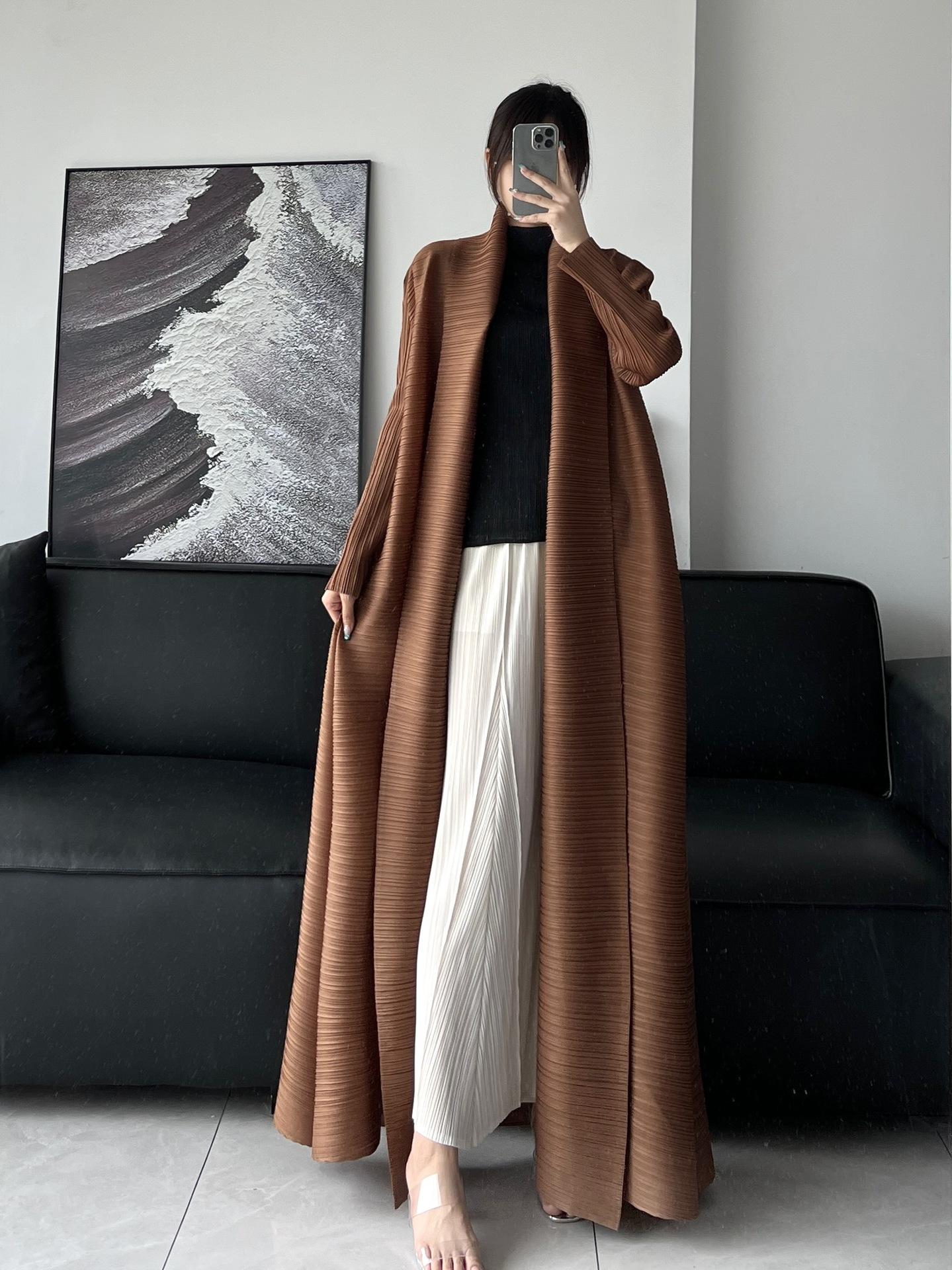 HS6729 Chocolate Crinkle | Brown Textured Open Abaya
