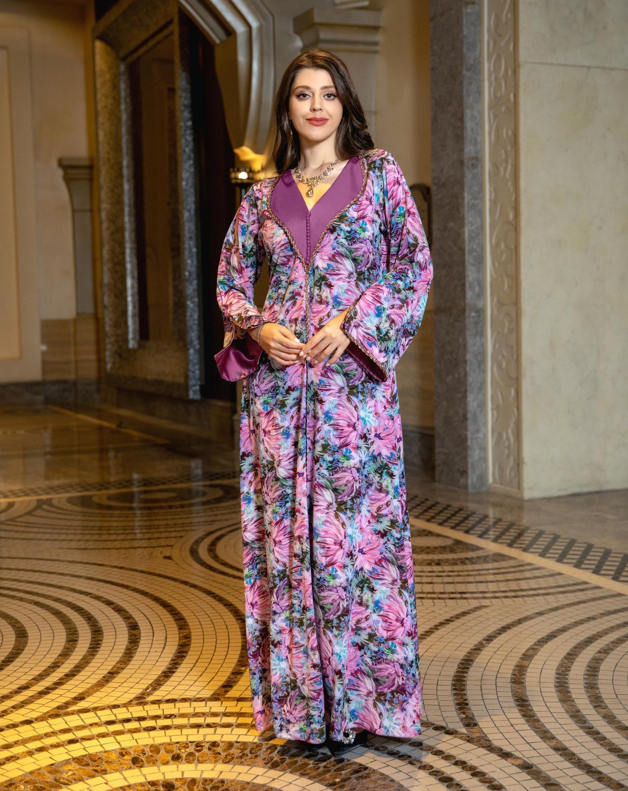 HAYA HAYA1070 Fashionable Printed Diamond Set Robe