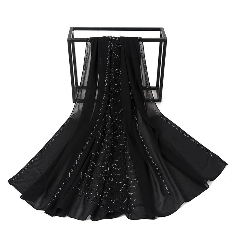 HAYA HA1127 Pearl Chiffon Rhinestone Headscarf