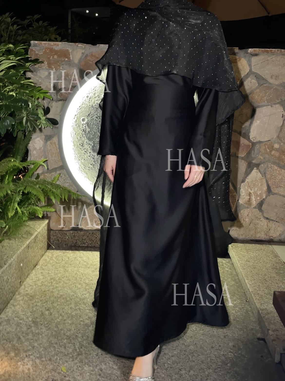 HA6477 Shiny robe two-piece set with rhinestone shawl decoration