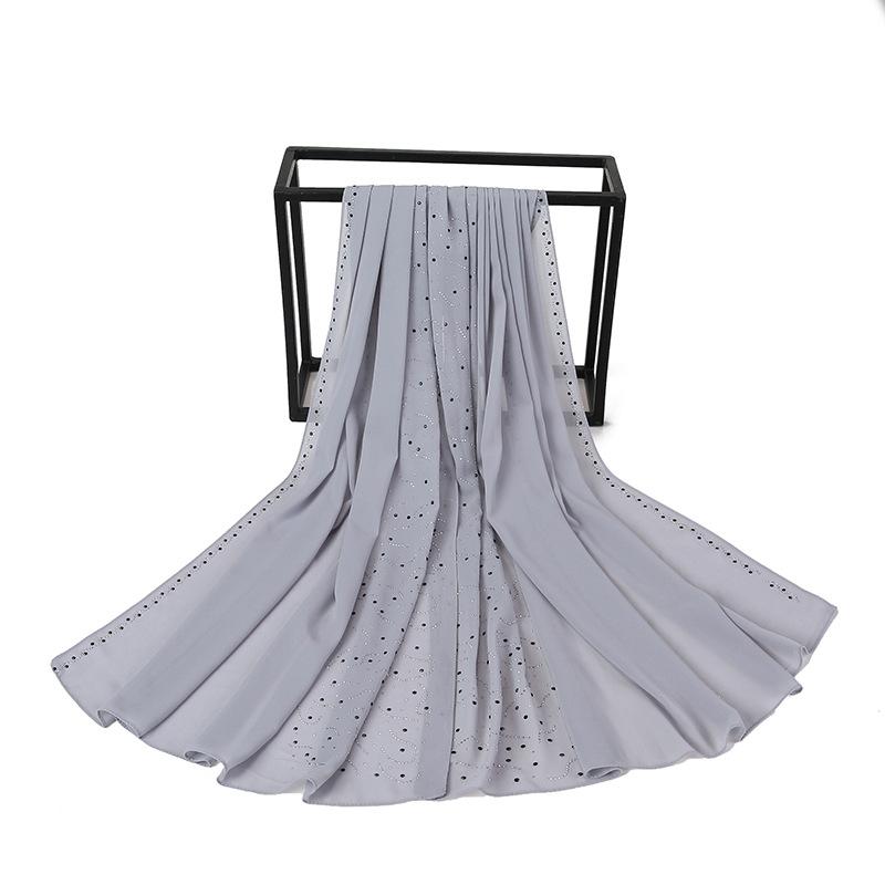 HAYA HA1127 Pearl Chiffon Rhinestone Headscarf