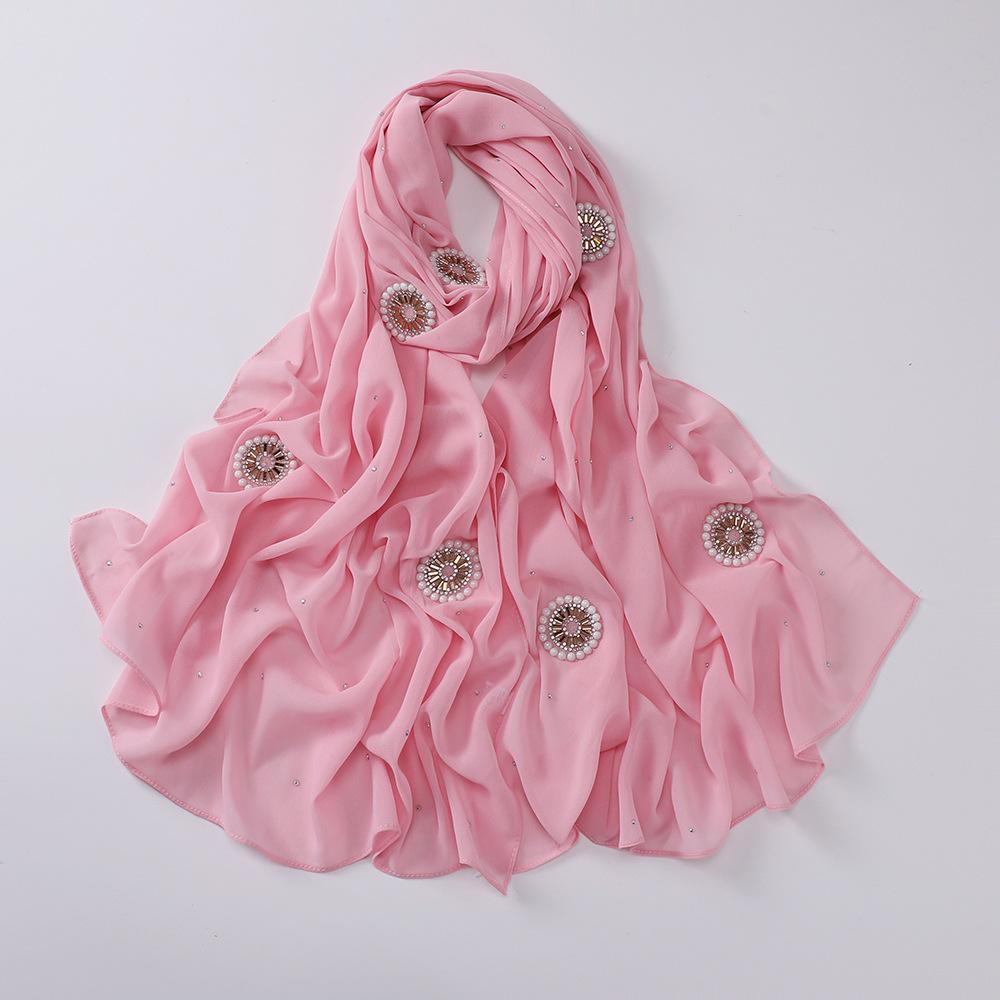 HAYA HA1126 Pearl Chiffon Baotou Scarf