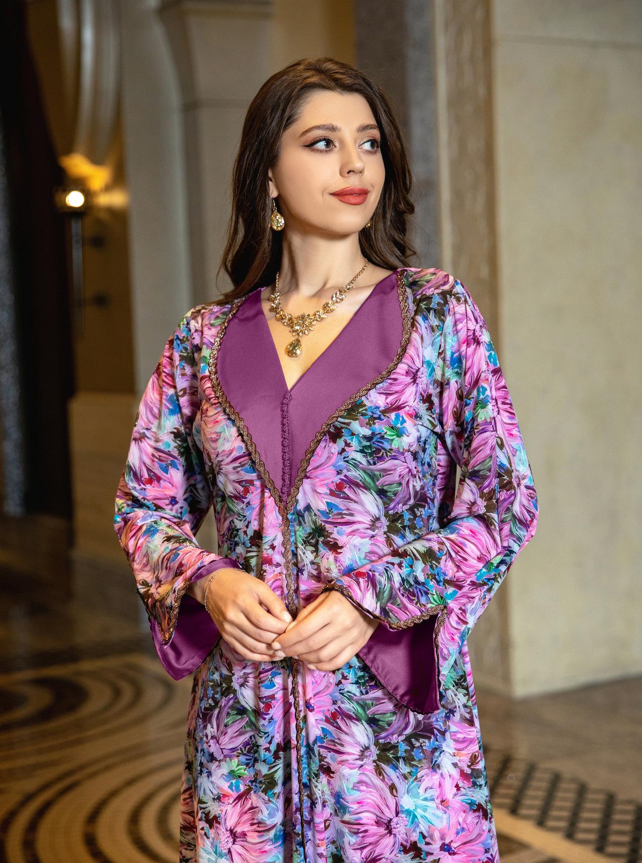 HAYA HAYA1070 Fashionable Printed Diamond Set Robe