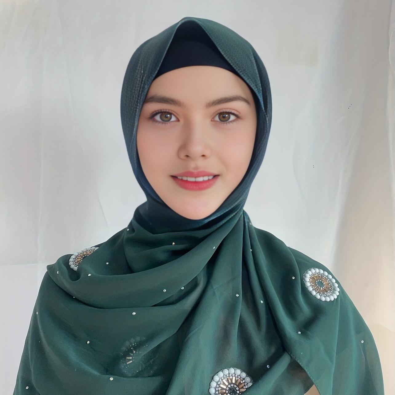 HAYA HA1126 Pearl Chiffon Baotou Scarf