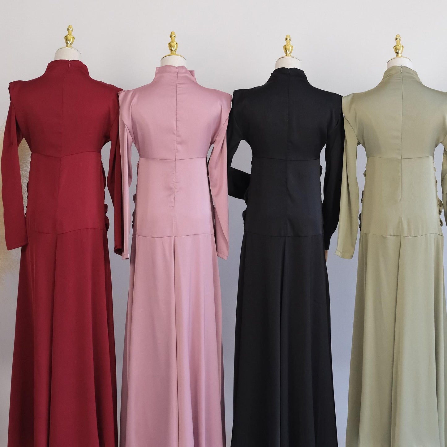 HAYA HAYA1020 Solid Color High Neck Slimming Robe Dress