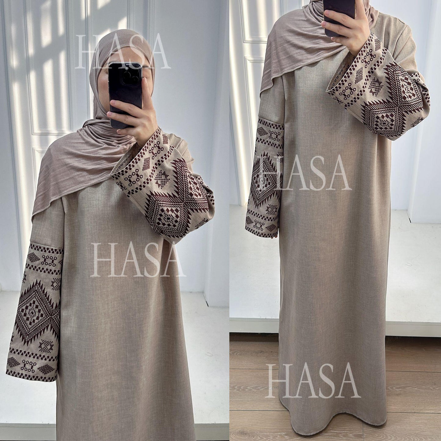 HA6533 Long robe with wide sleeves and exquisite embroidery