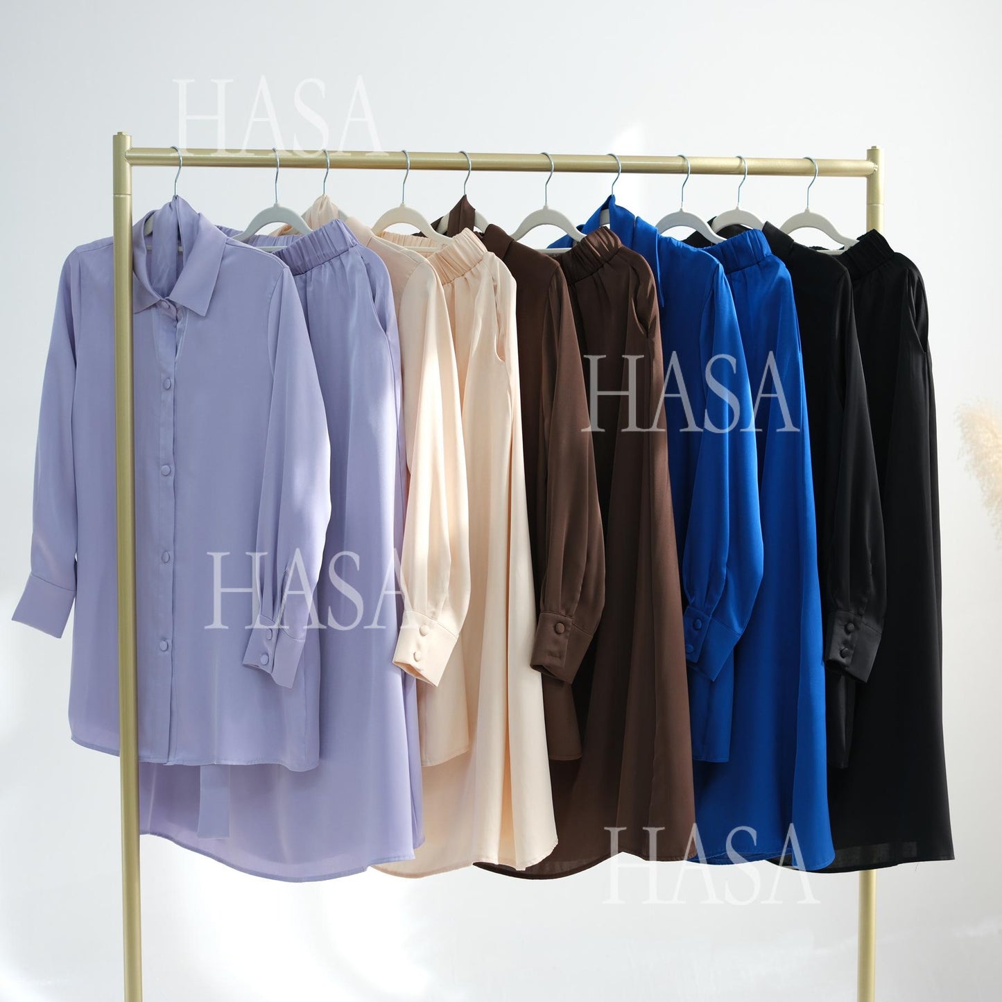 HA5874 Gentle Lace-up Two-piece Suit, Simple Texture, First Choice for Daily Wear abaya girl
