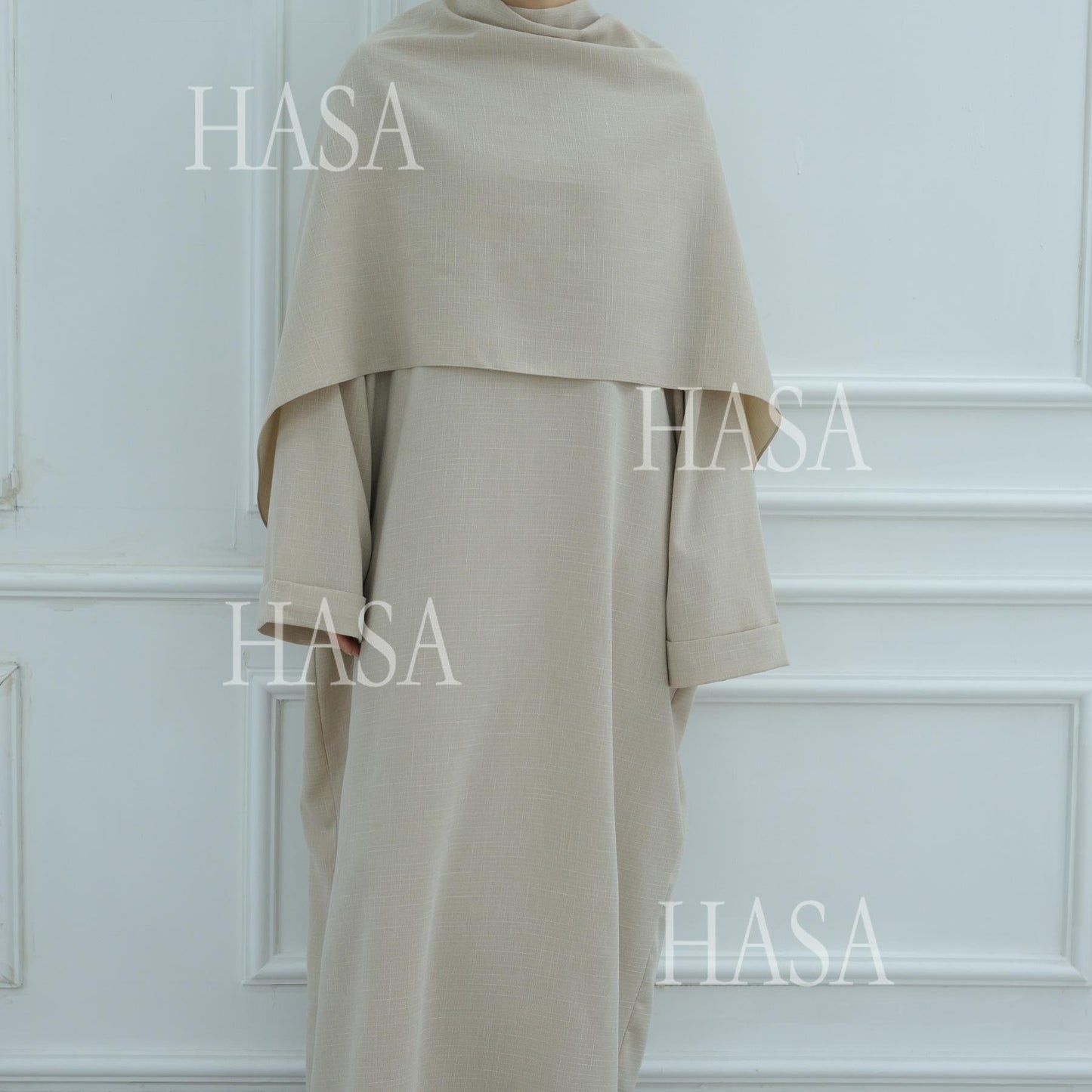 HA6577 Women's Solid Color Two-piece Long Skirt with Shawl Abaya