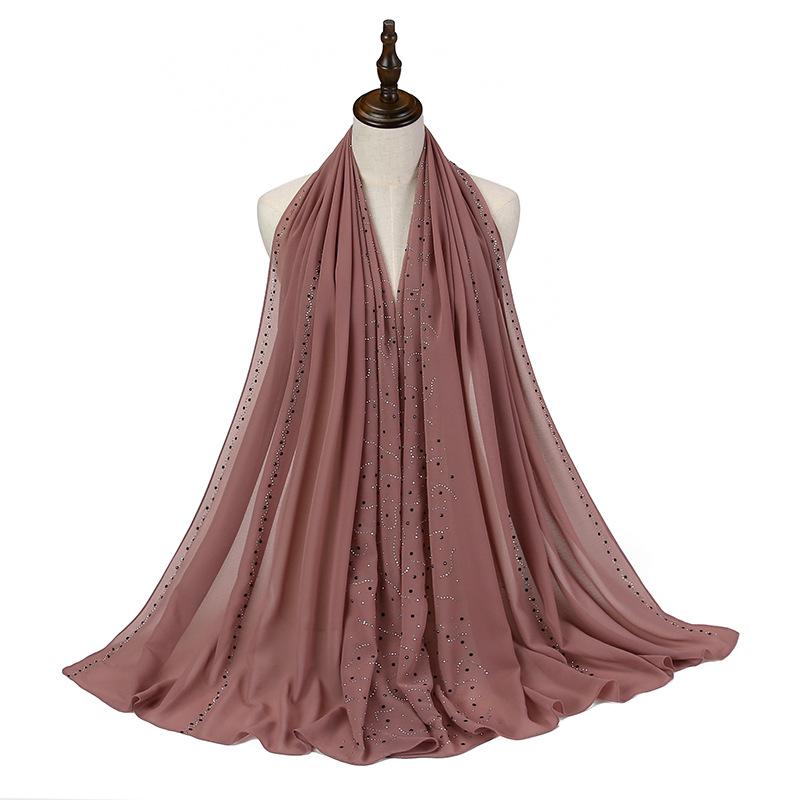HAYA HA1127 Pearl Chiffon Rhinestone Headscarf