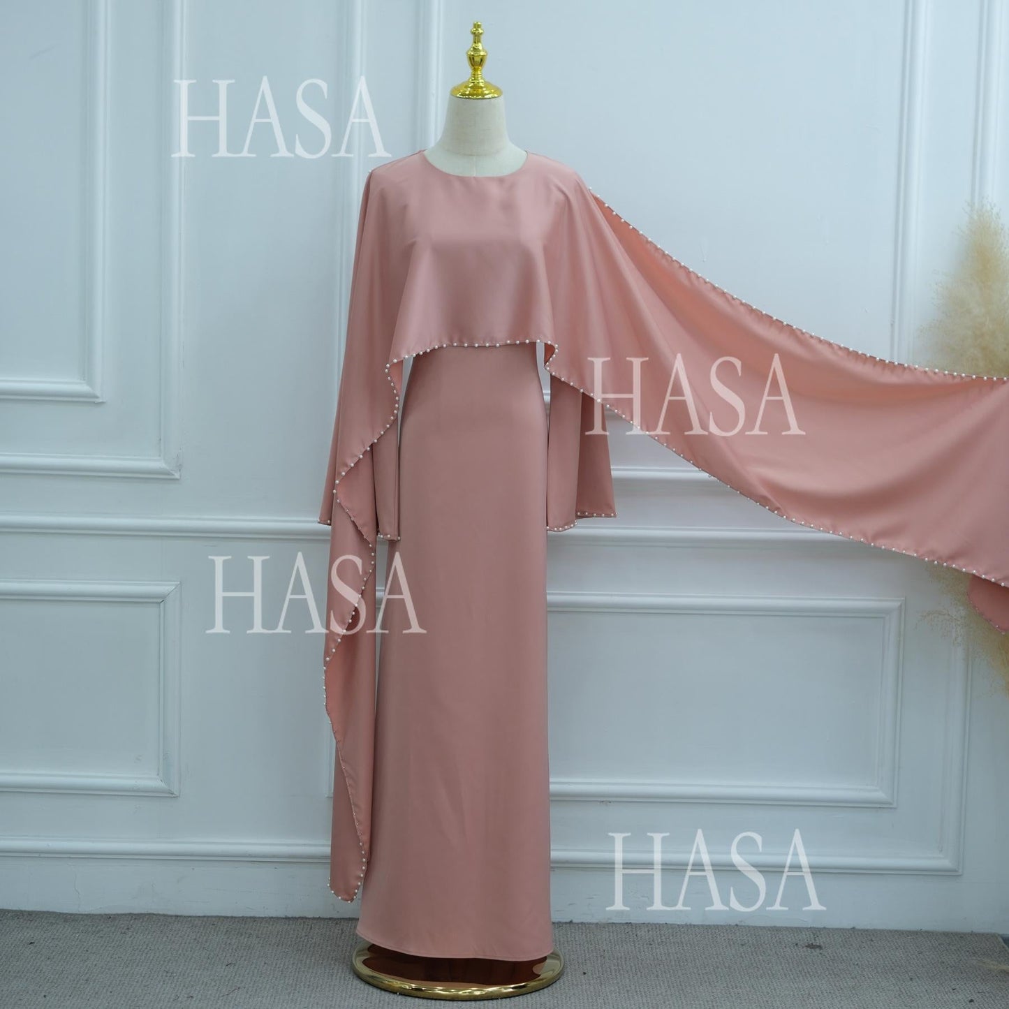 HS6697 Robe Decorated with Pearls and Beads.