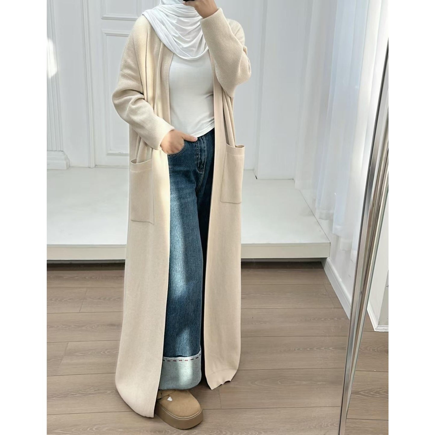 HA5439 Temperament Knitted Cardigan - Autumn and Winter Thick Loose Long Dress long  sleeve