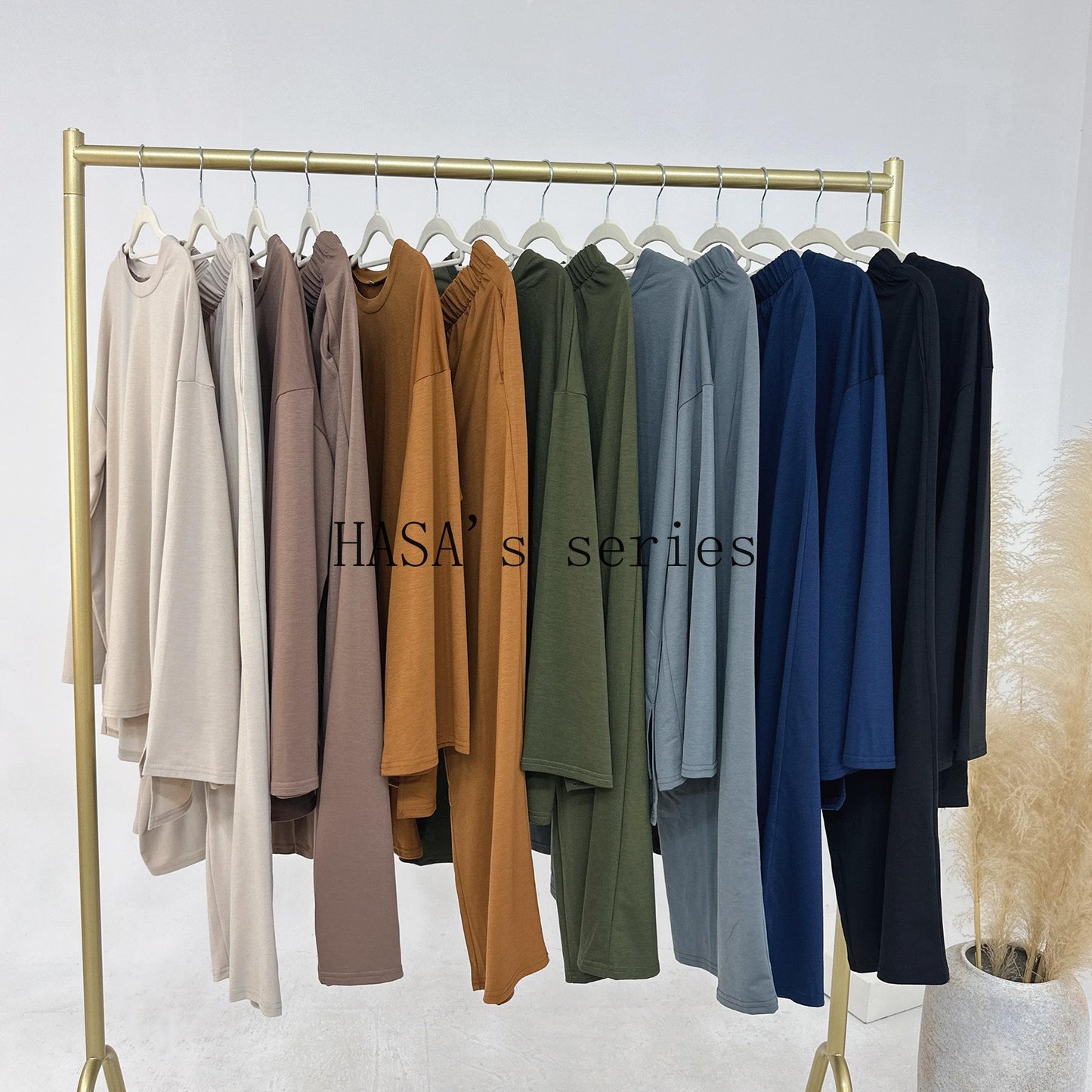 HA5488 Fashionable and Comfortable Loose Two-piece Suit - Simple Solid Color Design two  piece co  ords