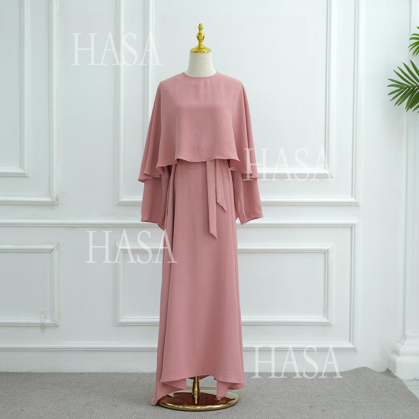 HA6532 Slim-fit waist cape robe two-piece set
