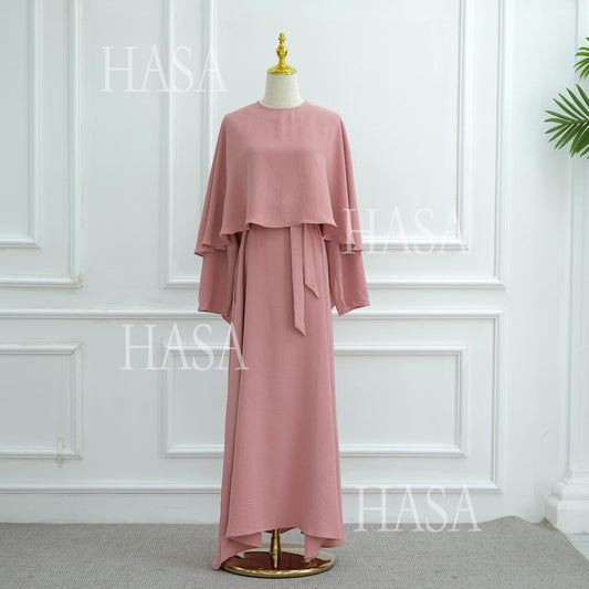 HA6532 Slim-fit waist cape robe two-piece set