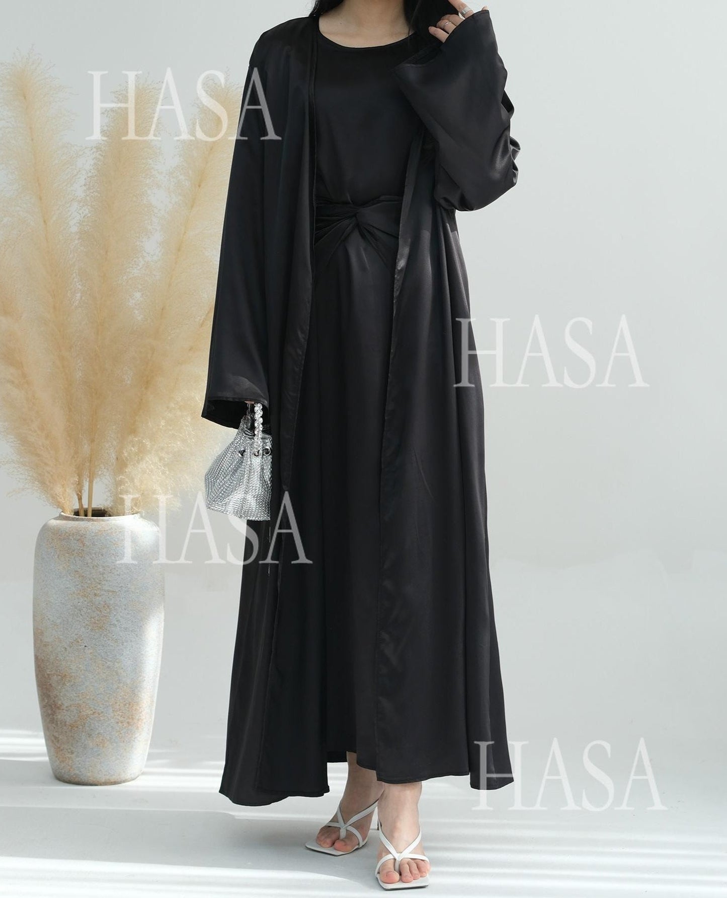 HA6581 Solid color three-piece women's long skirt suit