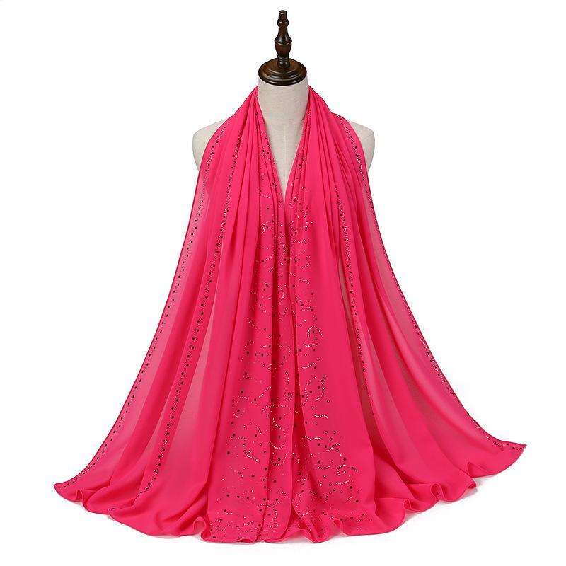 HAYA HA1127 Pearl Chiffon Rhinestone Headscarf