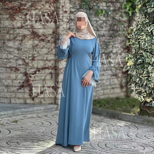 HASA's series HA6507 Simple style spliced lace robe dress (headscarf not included)