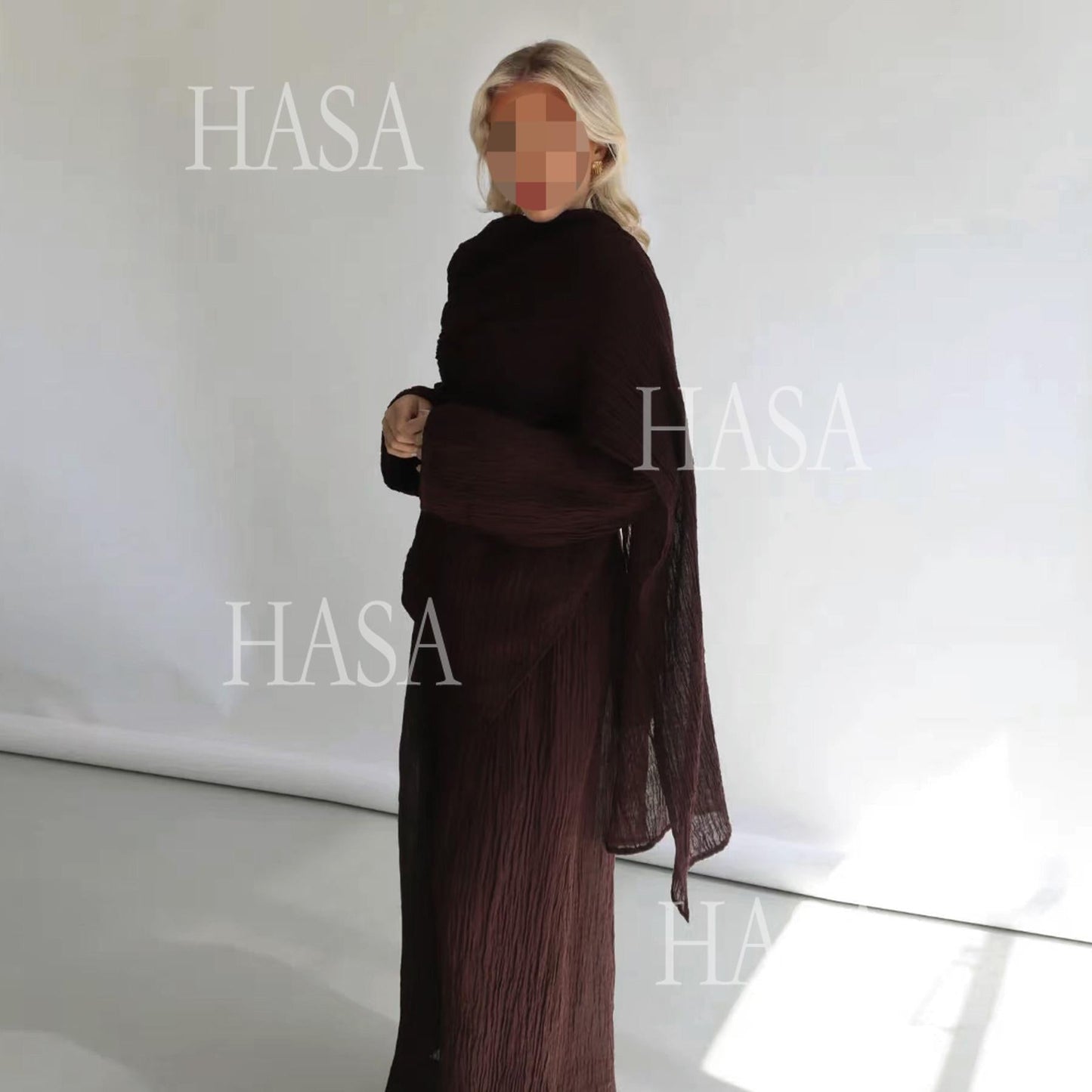 HA6568 Solid Color Design Top + Pants Two-piece Set for Daily Personality Wear