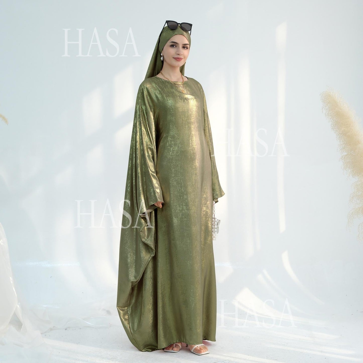 HA5879 Light-sensing Two-piece Dress | with Headscarf Design, The Overall Matching Is More Worry-free